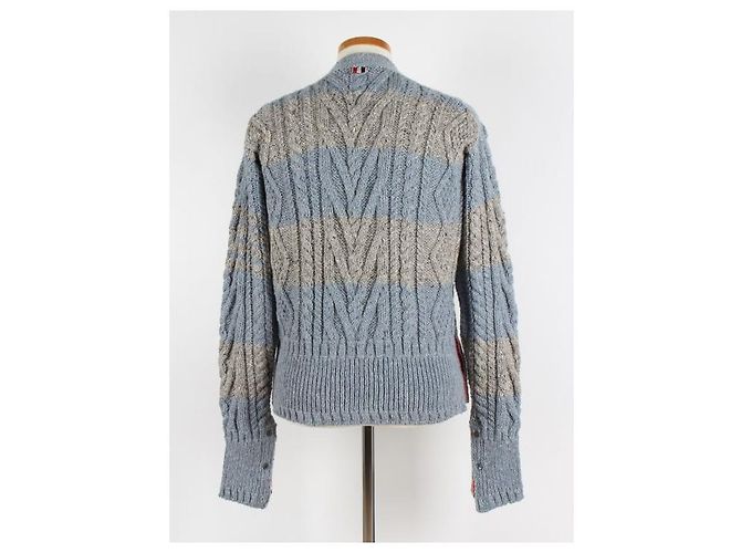 Thom Browne Cardigã de malha trançada patchwork - vista 4