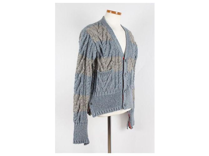 Thom Browne Cardigã de malha trançada patchwork - vista 6