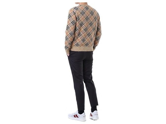 Burberry Klassischer karierter Wollpullover mit Rundhalsausschnitt (Beige) - Ansicht 5