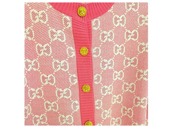 Gucci Wollcardigan in Rosa mit GG-Jacquard-Muster - Ansicht 5