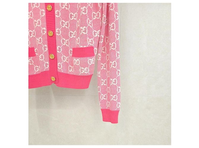 Gucci Wollcardigan in Rosa mit GG-Jacquard-Muster - Ansicht 6