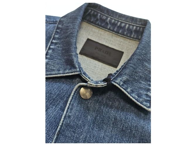 Prada Sovracamicia in denim Triangle Blue Giacca da uomo - vista 10
