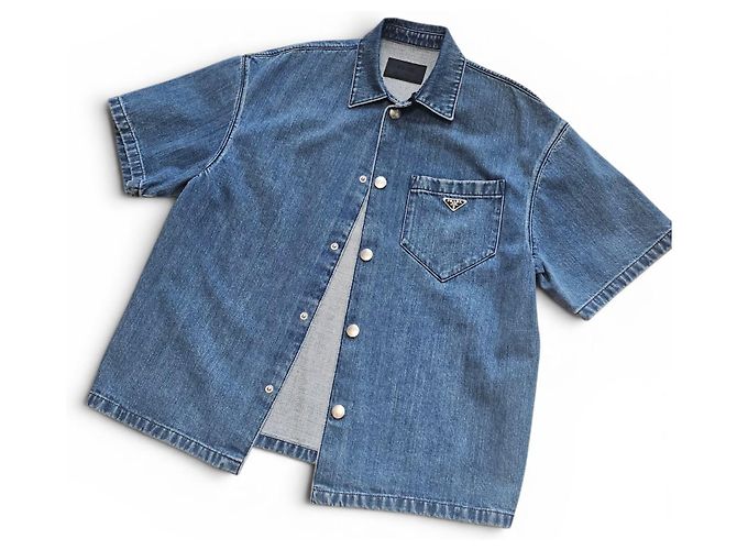 Prada Sovracamicia in denim Triangle Blue Giacca da uomo - vista 2
