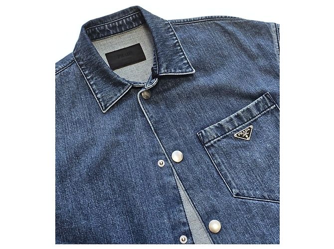 Prada Sovracamicia in denim Triangle Blue Giacca da uomo - vista 3