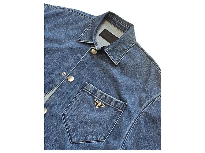 Prada Sovracamicia in denim Triangle Blue Giacca da uomo - vista 4