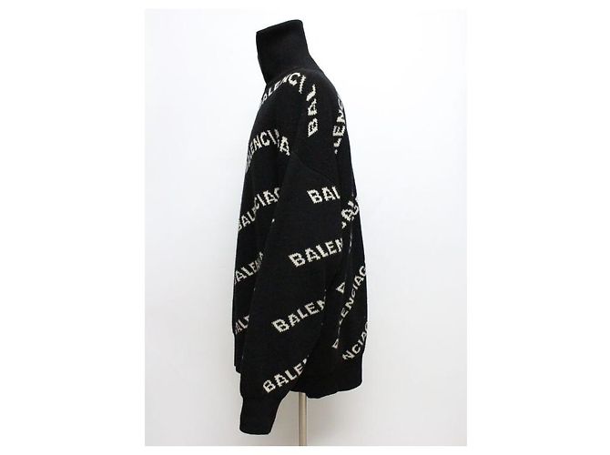Balenciaga Multi-Logo Half-Zip Oversized Strickpullover Schwarz - Ansicht 3