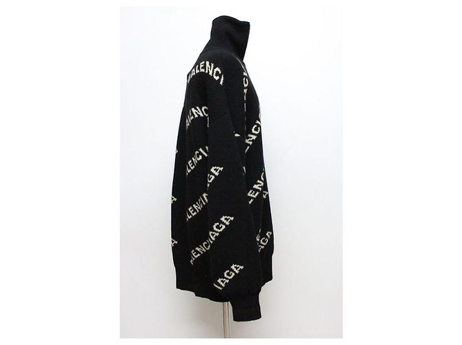 Balenciaga Multi-Logo Half-Zip Oversized Strickpullover Schwarz - Ansicht 5