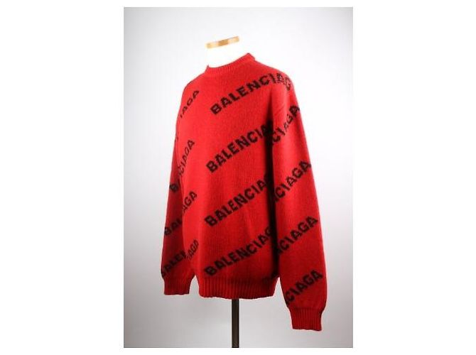 Balenciaga Multi Logo Strickpullover Rot - Ansicht 2