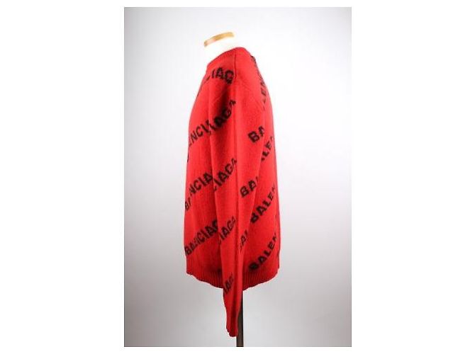 Balenciaga Multi Logo Strickpullover Rot - Ansicht 3