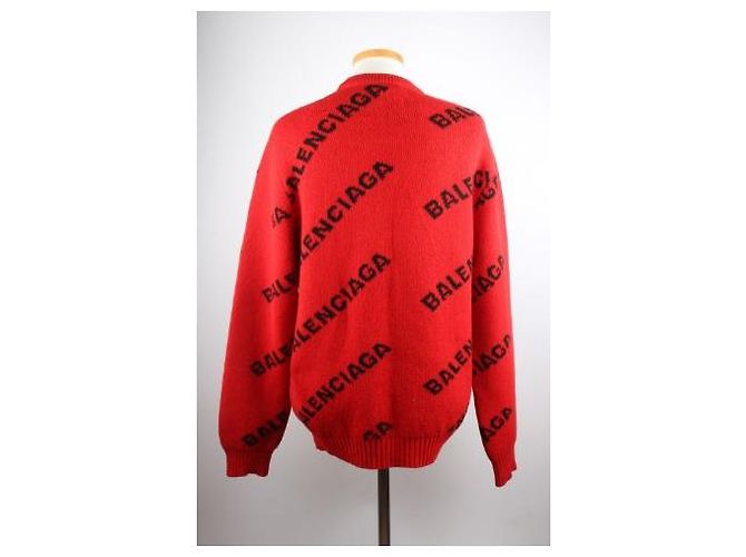 Balenciaga Multi Logo Strickpullover Rot - Ansicht 4