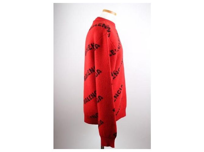 Balenciaga Multi Logo Strickpullover Rot - Ansicht 5