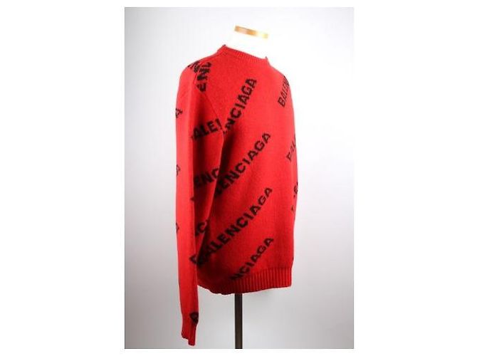 Balenciaga Multi Logo Strickpullover Rot - Ansicht 6