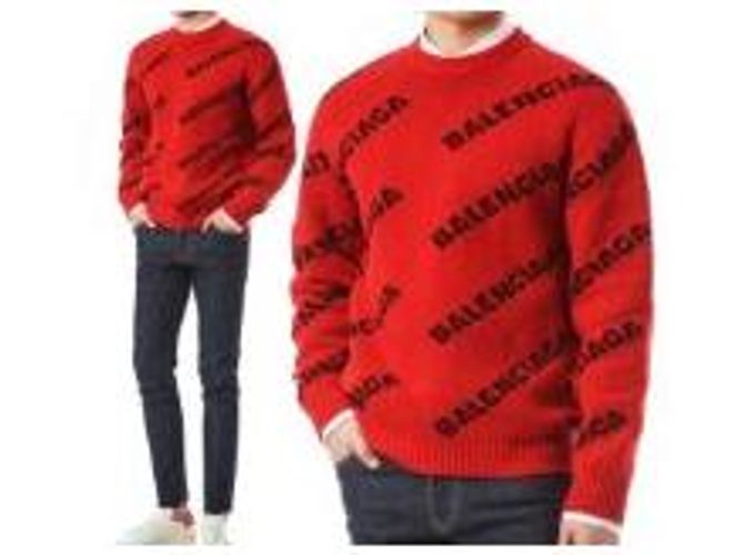 Balenciaga Multi Logo Strickpullover Rot - Ansicht 8