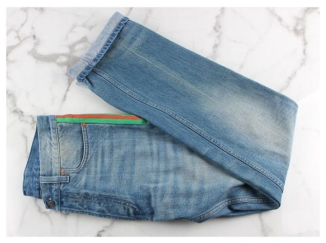 Gucci Web Side Denim Pants Blue - view 3