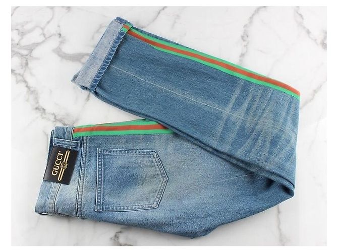 Gucci Web Side Denim Pants Blue - view 9