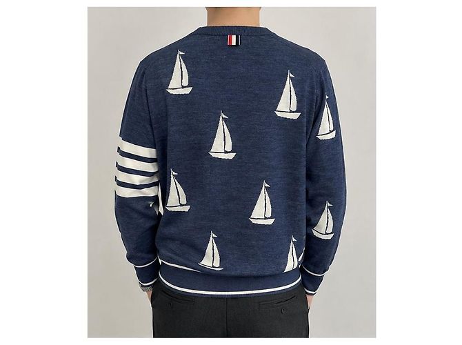 Thom Browne Herren Merino Seibold Navy Strickware Größe - Ansicht 2