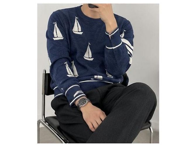 Thom Browne Herren Merino Seibold Navy Strickware Größe - Ansicht 3