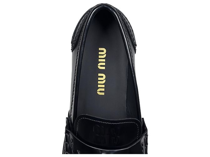 Miu Miu Mocassini Penny in pelle nero - vista 18