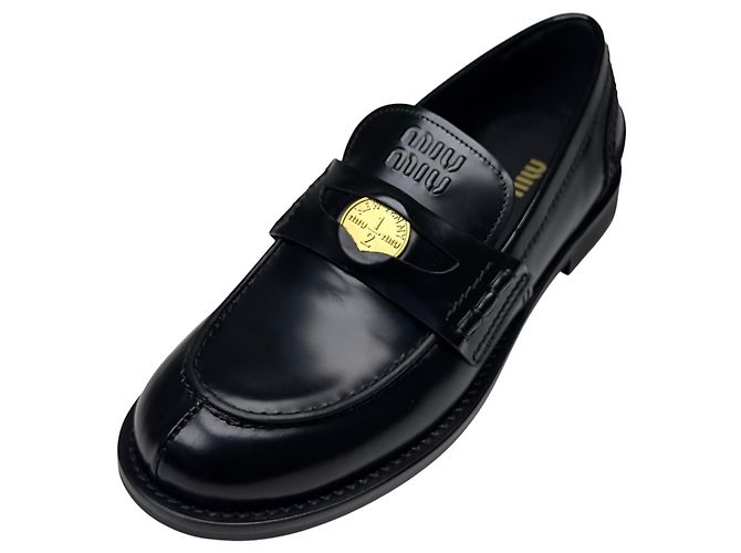 Miu Miu Mocassini Penny in pelle nero - vista 21