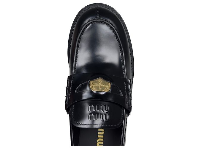 Miu Miu Mocassini Penny in pelle nero - vista 5