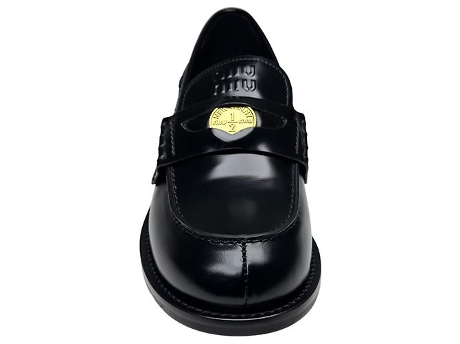 Miu Miu Mocassini Penny in pelle nero - vista 7