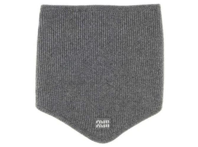Sciarpa Miu Miu in lana e cashmere grigia - vista 4