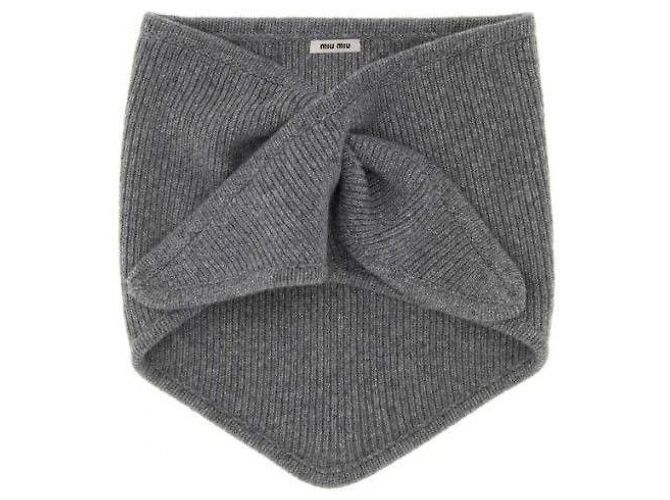 Sciarpa Miu Miu in lana e cashmere grigia - vista 5