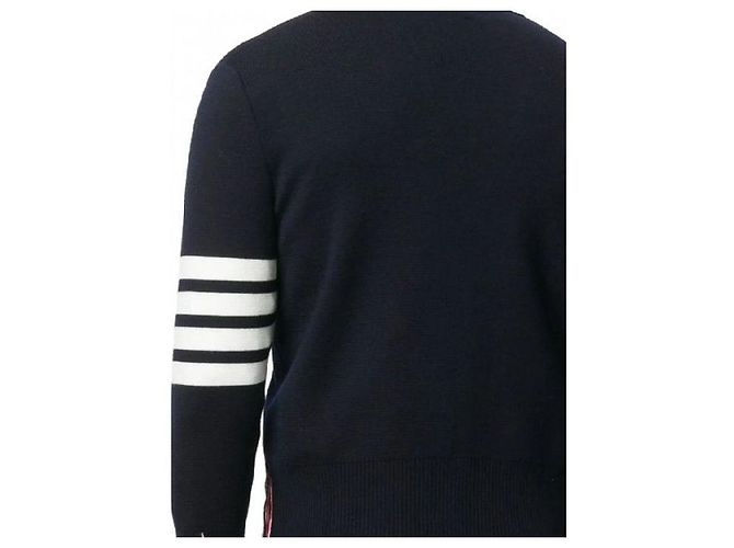 Thom Browne 4-Bar Wollcardigan mit V-Ausschnitt Navy - Ansicht 5