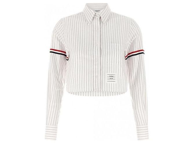 Thom Browne Crop Button de rayas Oxford y brazaletes - vista 3