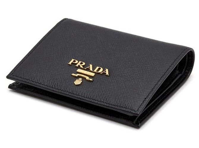Prada Faltbare Geldbörse aus schwarzem Saffiano - Ansicht 2