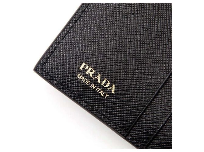 Prada Faltbare Geldbörse aus schwarzem Saffiano - Ansicht 6