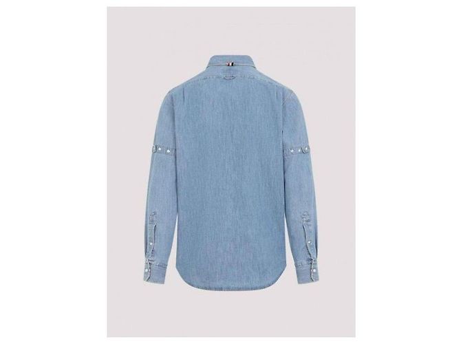 Thom Browne Denim Hemd mit Armbinden Hellblau - Ansicht 5