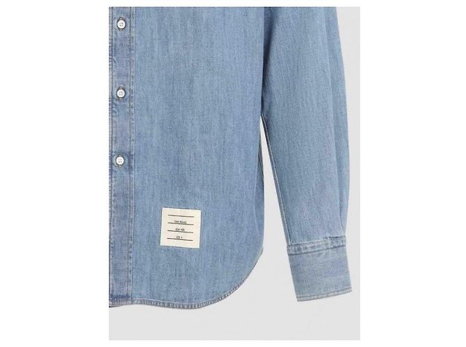 Thom Browne Denim Hemd mit Armbinden Hellblau - Ansicht 6
