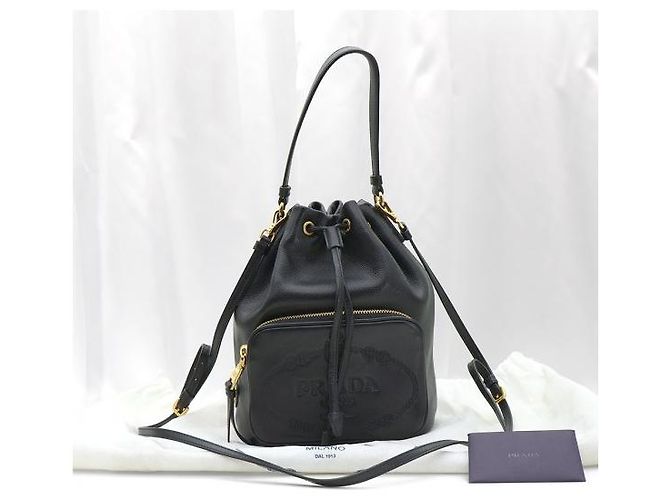 Prada Borsa a secchiello Duet in vitello Grace nera - vista 2