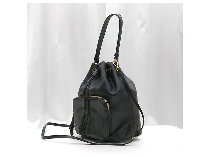 Prada Borsa a secchiello Duet in vitello Grace nera - vista 3