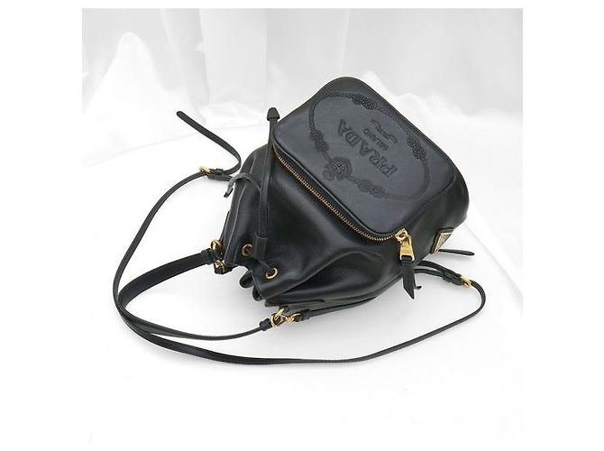 Prada Borsa a secchiello Duet in vitello Grace nera - vista 5