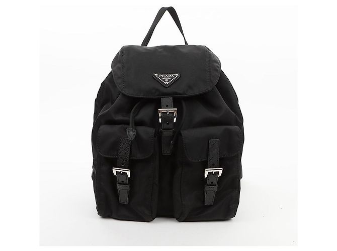 Prada Zaino in nylon con logo triangolare Nero - vista 2
