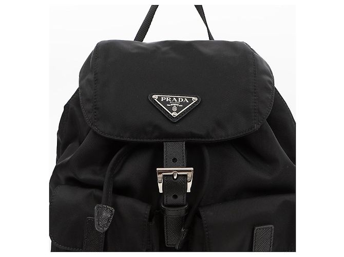 Prada Zaino in nylon con logo triangolare Nero - vista 3