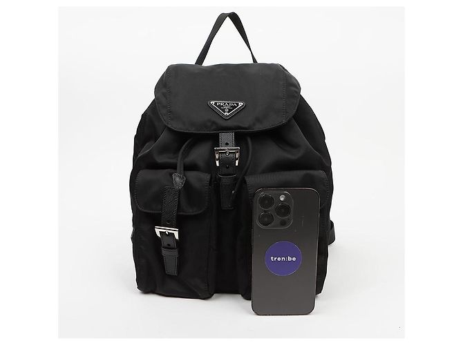 Prada Zaino in nylon con logo triangolare Nero - vista 9