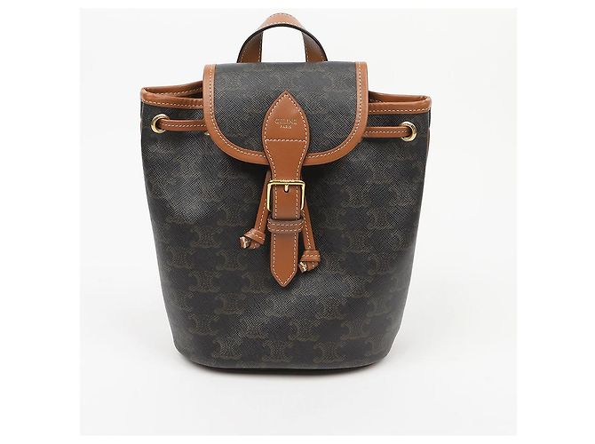 Céline Mini Zaino Triope Polco Canvas Tan - vista 2