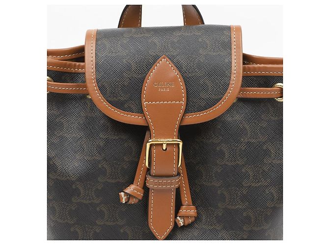 Céline Mini Zaino Triope Polco Canvas Tan - vista 3