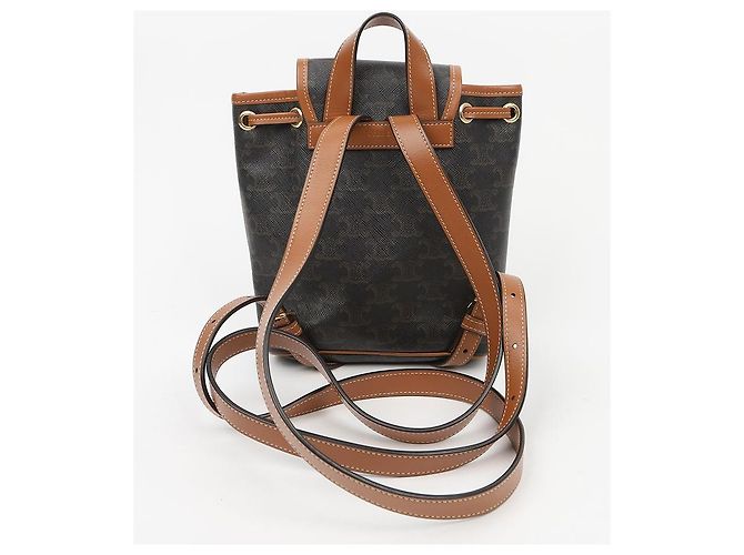 Céline Mini Zaino Triope Polco Canvas Tan - vista 4