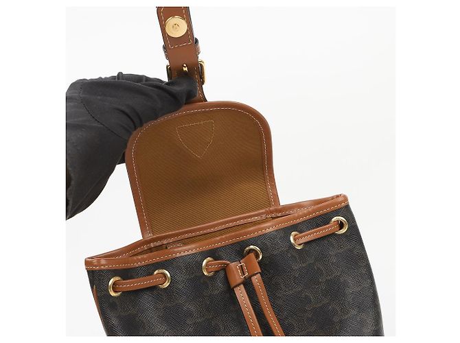 Céline Mini Zaino Triope Polco Canvas Tan - vista 7