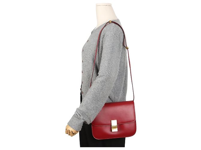 Céline Borsa a spalla Classic Box in pelle di vitello Medium Rossa - vista 13