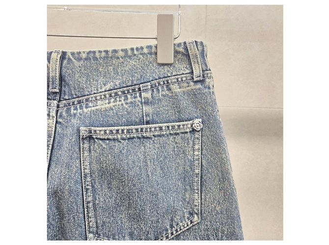 Chanel Pantalones Denim Anchos Washing Blue - vista 10