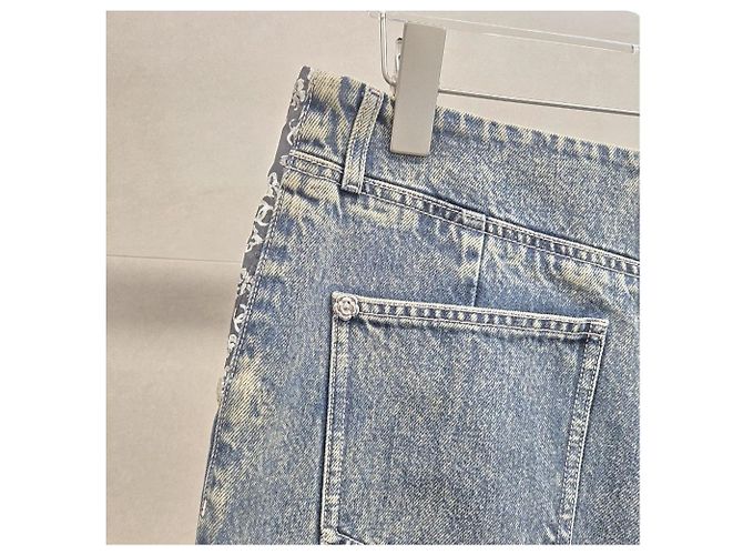Chanel Pantalones Denim Anchos Washing Blue - vista 11