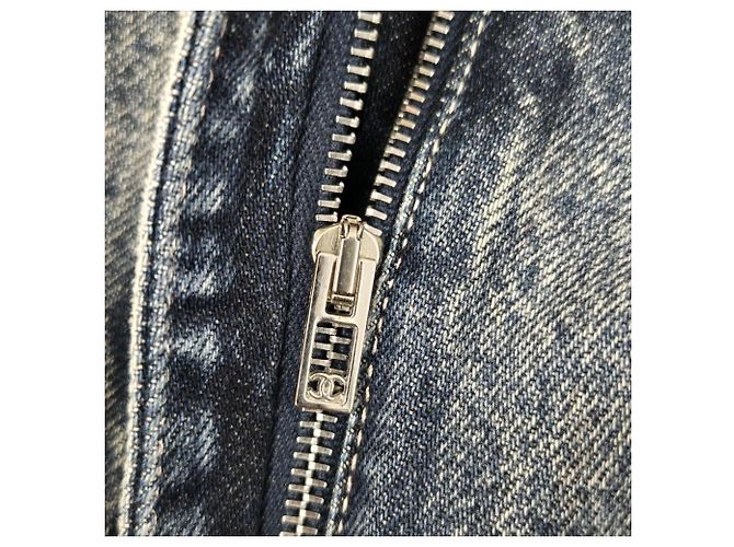 Chanel Pantalones Denim Anchos Washing Blue - vista 14