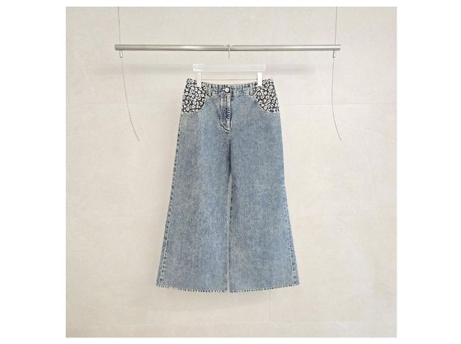 Chanel Pantalones Denim Anchos Washing Blue - vista 2