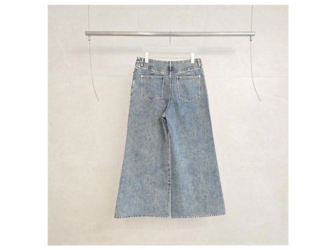 Chanel Pantalones Denim Anchos Washing Blue - vista 3