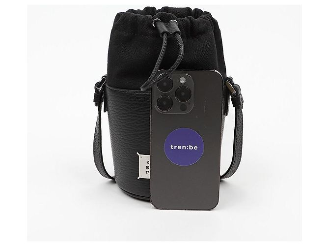 Maison Martin Margiela Borsa a secchiello in micro pelle Nera - vista 10